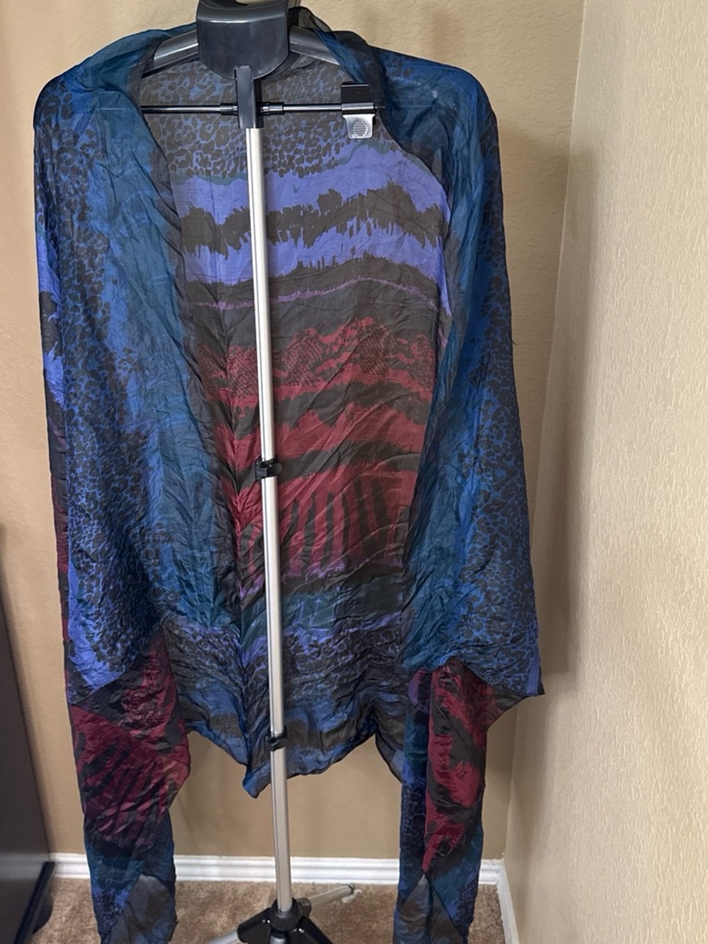Saks Fifth Avenue Blue, Purple & Red Patterned Lightweight Wrap